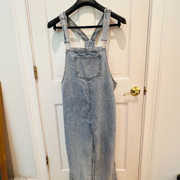 NEW WeWoreWhat We Wore What Blue Indigo Denim Cuffed Overalls Size Small - Picture 4 of 16